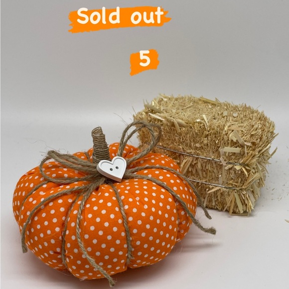 One Orange Pumpkin of Your Choice Stuffed Fabric Pumpkins Fall Farmhouse Decor - Picture 7 of 8